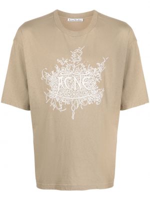 T-shirt aus baumwoll mit print Acne Studios beige