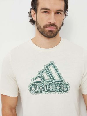 Pamučna majica Adidas bež
