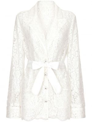 Φλοράλ πουκάμισο με δαντέλα Dolce & Gabbana λευκό