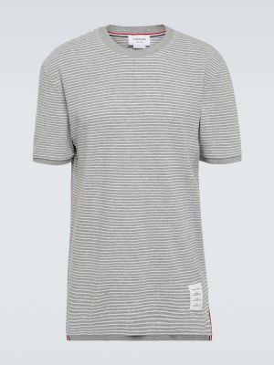 Džerzej pruhované bavlnené tričko Thom Browne sivá
