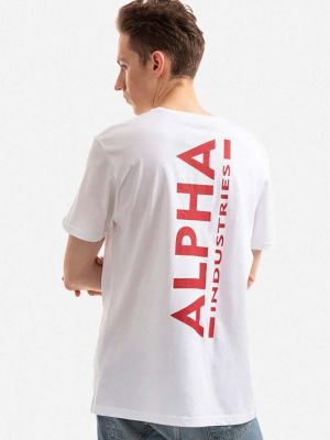 Bavlněné tričko s potiskem Alpha Industries bílé