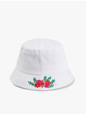 Pamučna kapa s cvjetnim printom Koton bijela