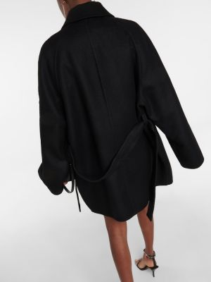 Kašmírový hedvábný vlněný krátký kabát Givenchy černý