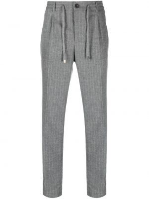 Pruhované rovné kalhoty Peserico šedé