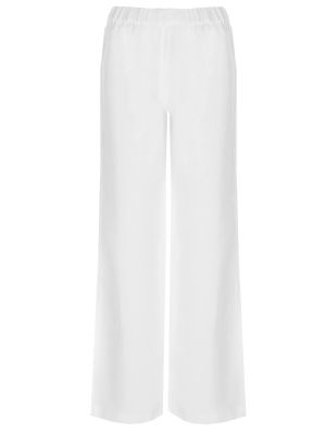 Белые льняные прямые брюки 120% Lino