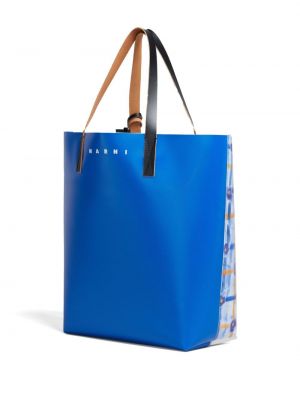 Shopper kabelka s potiskem Marni modrá
