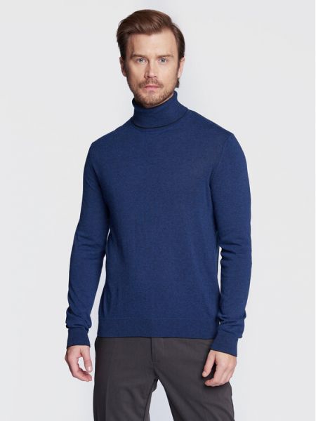 Длинный свитер с высоким воротником Sisley синий