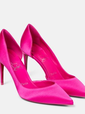 Pantofi cu toc din satin de mătase Christian Louboutin roz