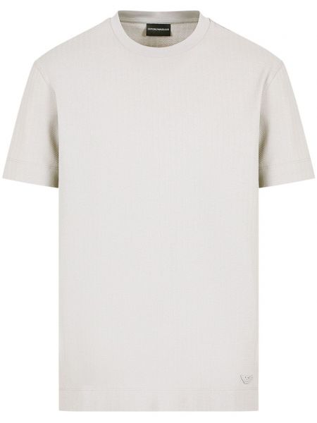 Βαμβακερή μπλούζα με κέντημα Emporio Armani μπεζ
