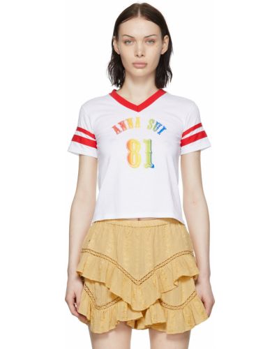 Хлопковая футболка Anna Sui, белая