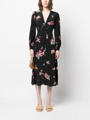 Květinové midi šaty s potiskem Twinset černé
