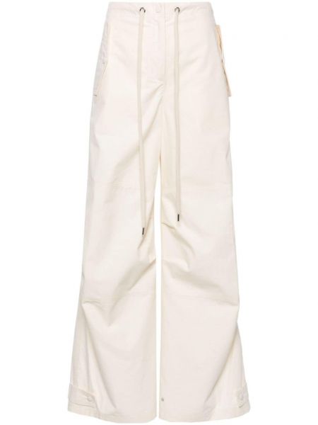 Памучни карго панталони Moncler бяло