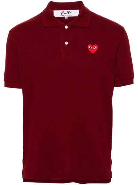 Kalp desenli pamuklu polo yaka tişört Comme Des Garçons Play kırmızı