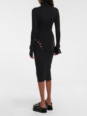 Vlnené midi šaty Jean Paul Gaultier čierna