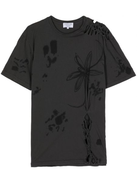 Gėlėtas marškinėliai Collina Strada juoda