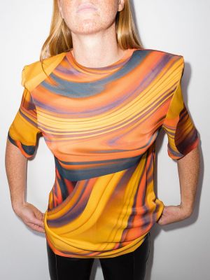 Tričko s potiskem s abstraktním vzorem The Attico oranžové