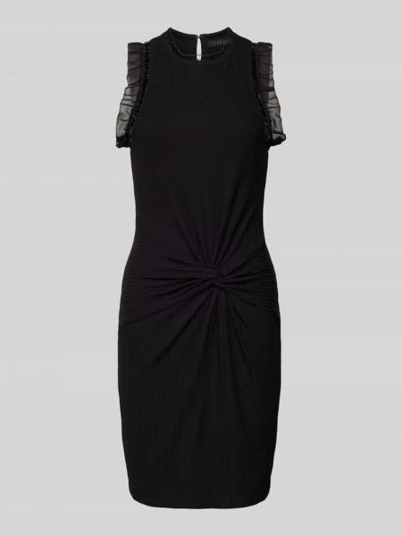 Sukienka midi dopasowana z falbankami Guess czarna