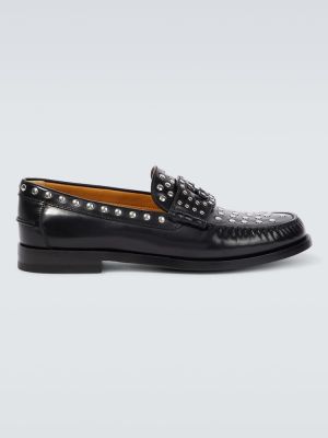 Pantofi loafer din piele cu nasturi Gucci negru
