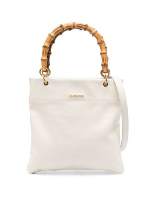 Jil Sander sac cabas en cuir à anse en bambou blanc