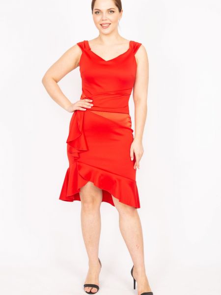 Drapované večerní šaty na zip şans červené