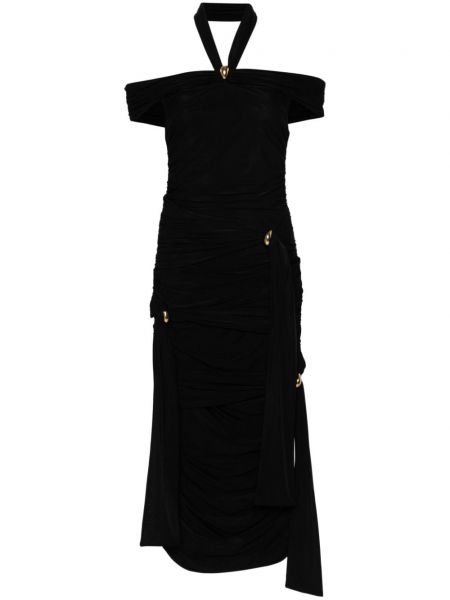 Dolga obleka z draperijo Blumarine črna