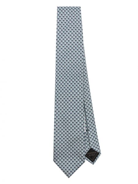 Cravată de mătase cu imprimeu geometric din jacard Brioni albastru