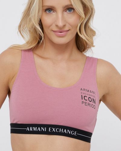 Podprsenka Armani Exchange růžová barva, bavlněná, hladká