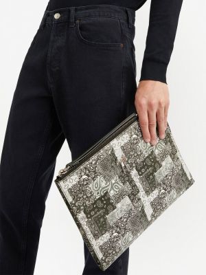 Dabīgās ādas clutch somiņa ar apdruku ar lāsīšu rakstu Giuseppe Zanotti melns
