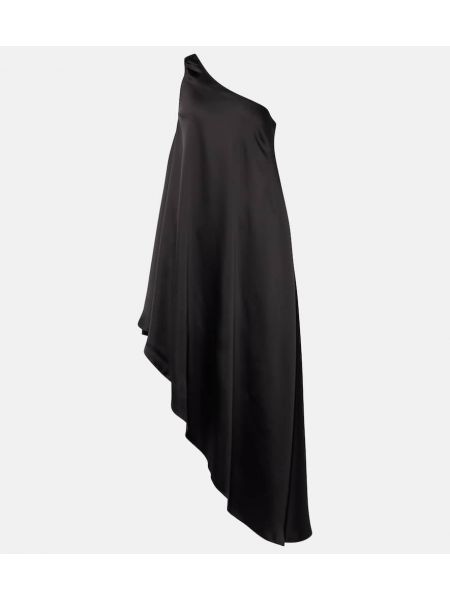 Robe mi-longue en satin asymétrique Norma Kamali noir