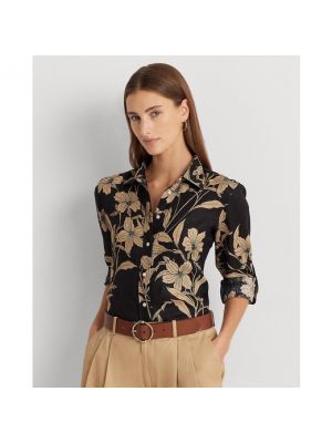 Camisa de lino de flores Lauren Ralph Lauren negro