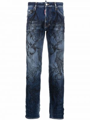 Trykt jeans med normal passform Dsquared2 blå