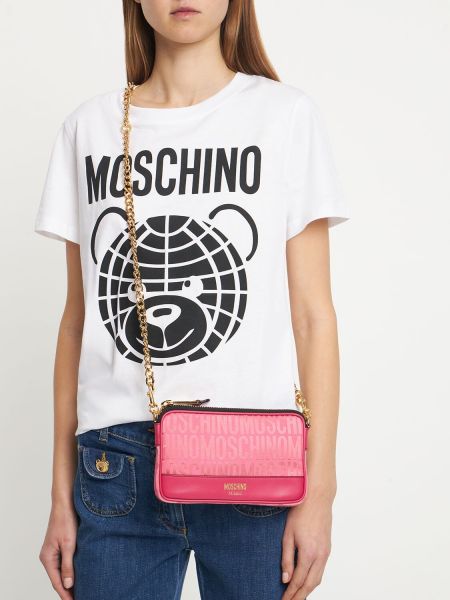 Жакардови найлонови чанта за ръка Moschino розово