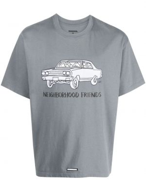 T-shirt di cotone con stampa Neighborhood grigio