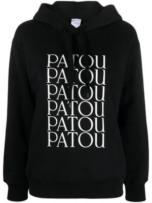 Raštuotas medvilninis džemperis su gobtuvu Patou juoda