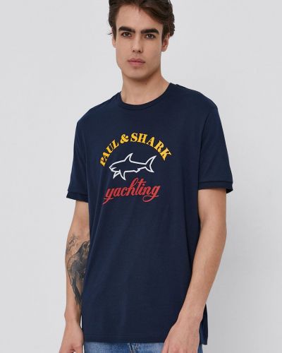 Pamučna majica Paul&shark plava
