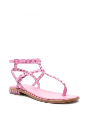 Leder sandale mit kristallen Ash pink
