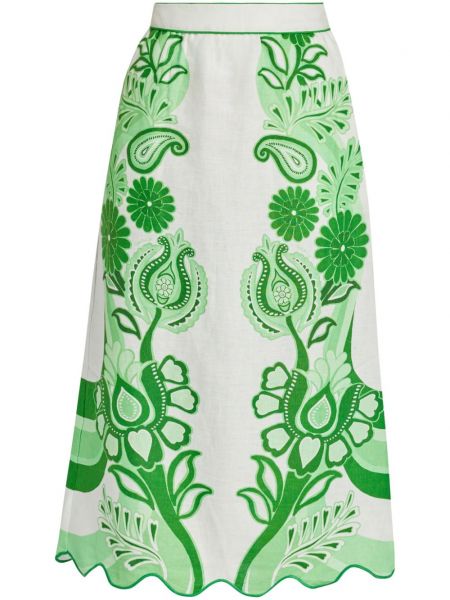 Midi sukně s potiskem Farm Rio zelený