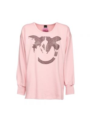Bluza bawełniana z okrągłym dekoltem Pinko różowa