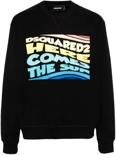 Langes sweatshirt aus baumwoll mit print Dsquared2 schwarz