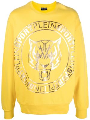 Sportliche sweatshirt mit print mit tiger streifen Plein Sport gelb
