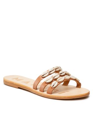 Usnjene sandali Manebì rjava