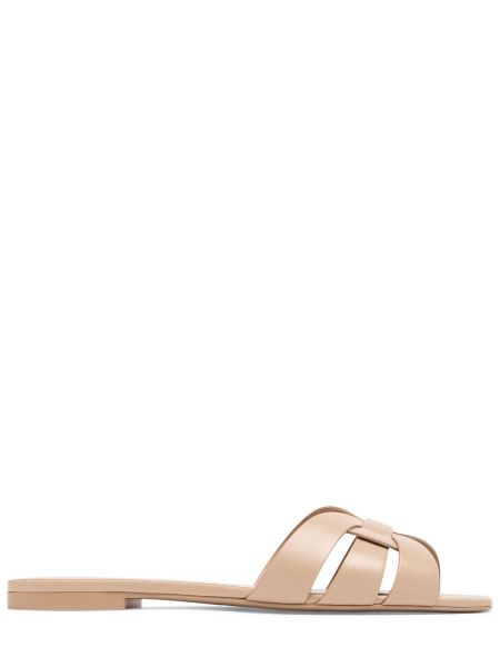 Sandalias de cuero Saint Laurent beige