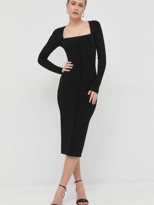 Viskózové přiléhavé midi šaty Victoria Beckham - černá