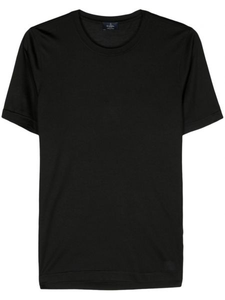 Jedwabna koszulka z okrągłym dekoltem Barba czarna