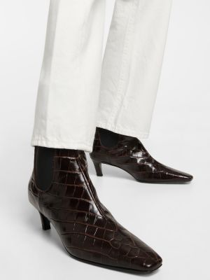 Ankle boots skórzane Toteme brązowe