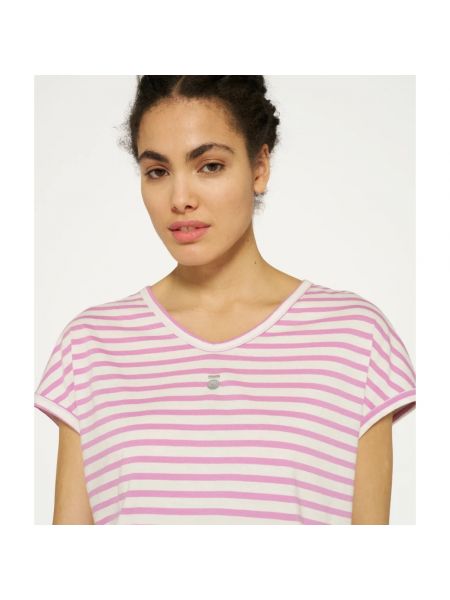 Camiseta de algodón a rayas con escote v 10days violeta