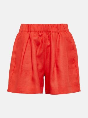 Shorts taille haute en lin Asceno rouge