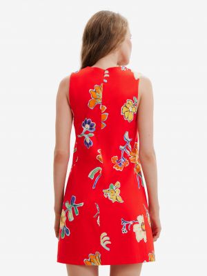 Kvetinové mini šaty Desigual červená