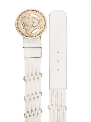Pletený kožený pásek Versace Pre-owned bílý