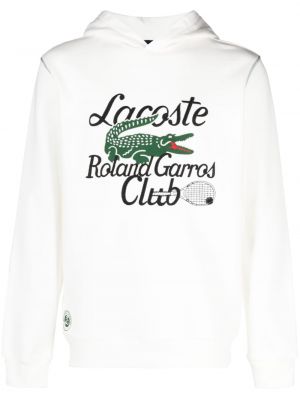 Medvilninis siuvinėtas džemperis su gobtuvu Lacoste balta